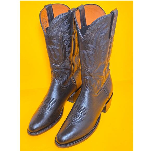 Lucchese 1883 Carson Black Lonestar Calf Leather Cowboy Boots Men 8D M1020.R4 main image 8